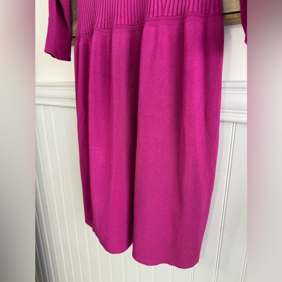 J MCLAUGHLIN Magenta Long Sleeve Ribbed Flare Stretch Knit Dress Size Medium - Picture 4 of 7